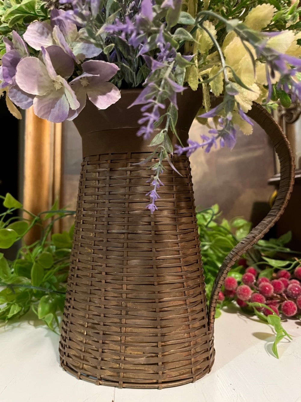COPPER Pitcher Woven - VINTAGE - 9” Tall x 9” Wide